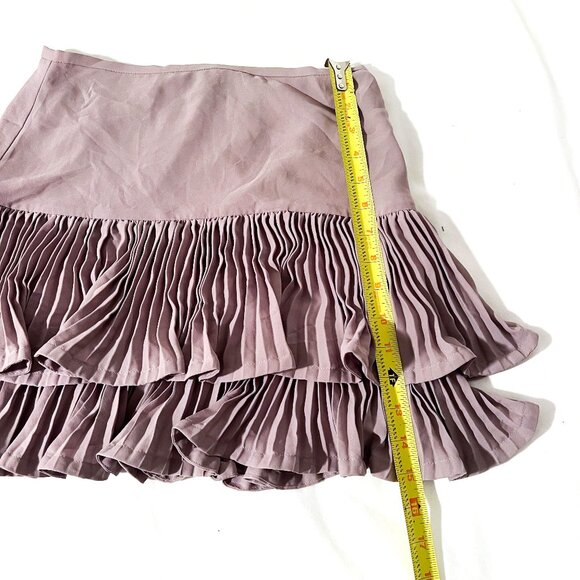 BCBGMAXAZRIA Ruffle NIMA Mini Pleated Flirty Skate Skirt Size 0 Hazelnut - Picture 9 of 12
